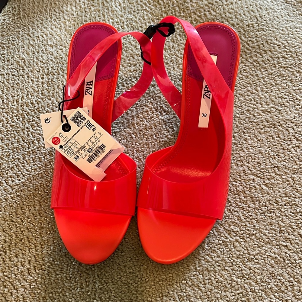 Orange zara high heels